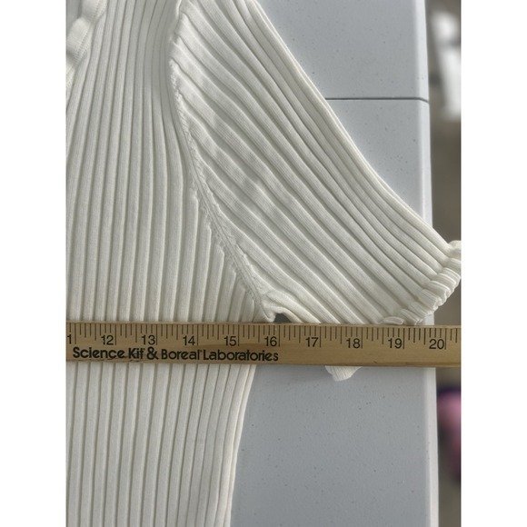 Soft Surroundings Women Sz 1X White Ribbed Scallop Edge Button Up Sweater Tee - Picture 7 of 8